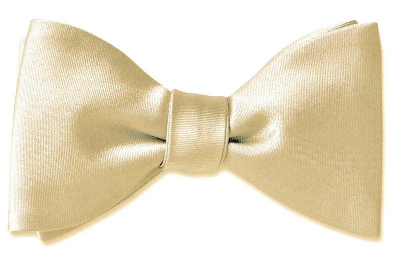 Cream Gold Satin Bow Tie