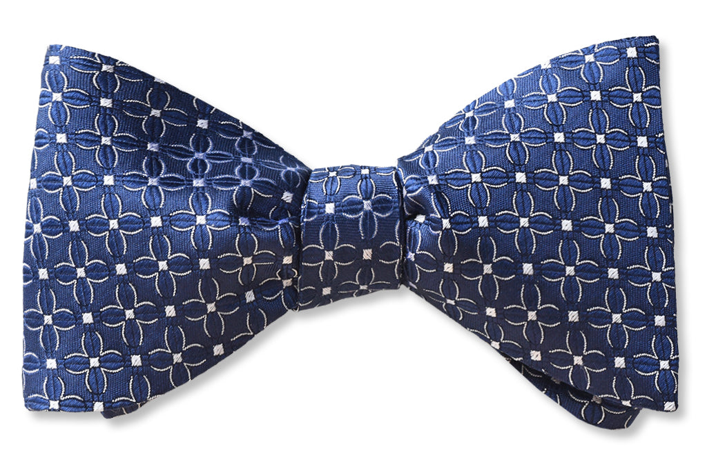 Delphinium deep blue woven silk floral mens bow tie
