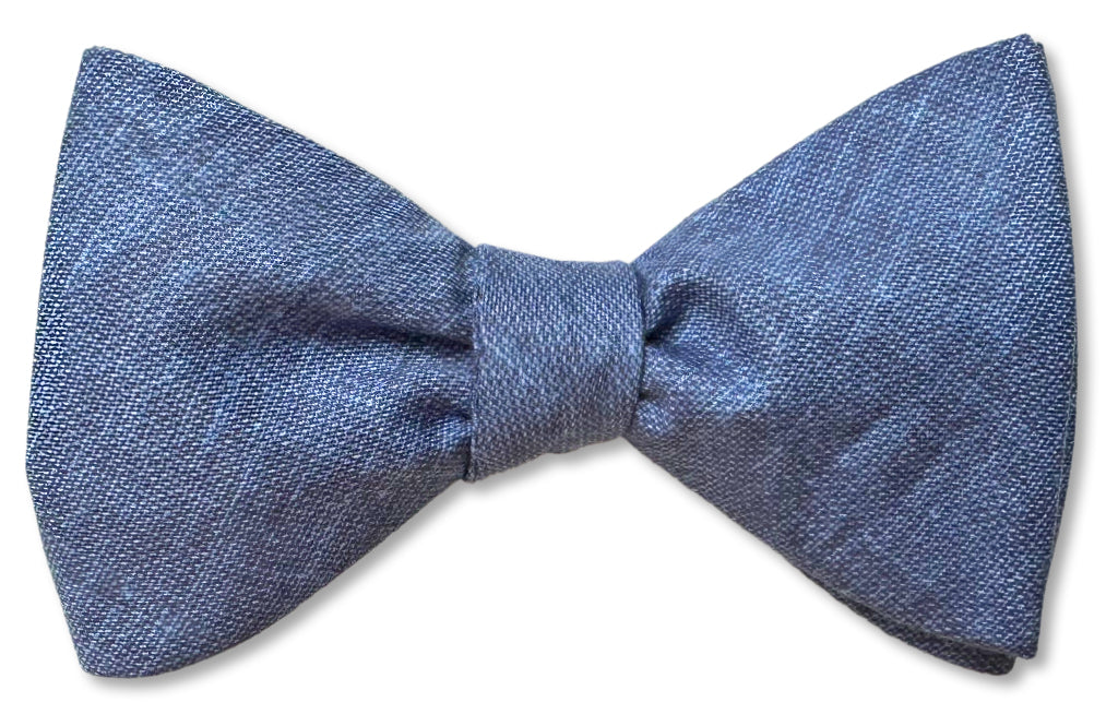 Denim Blue Cotton Bow Tie