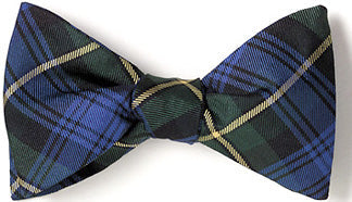 thumbnail image 2 of Scotts Blue Tartan Black Grey Check Plaid Pre-Tied Adjustable Bow Tie – Clip-On, UK Made 2 of 3