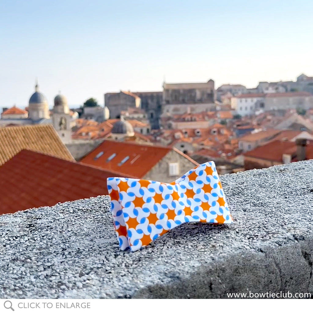 Pinwheel pattern cotton bow tie in dubrovnik croatia