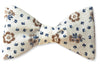 White Cotton floral Mens bow tie made in America