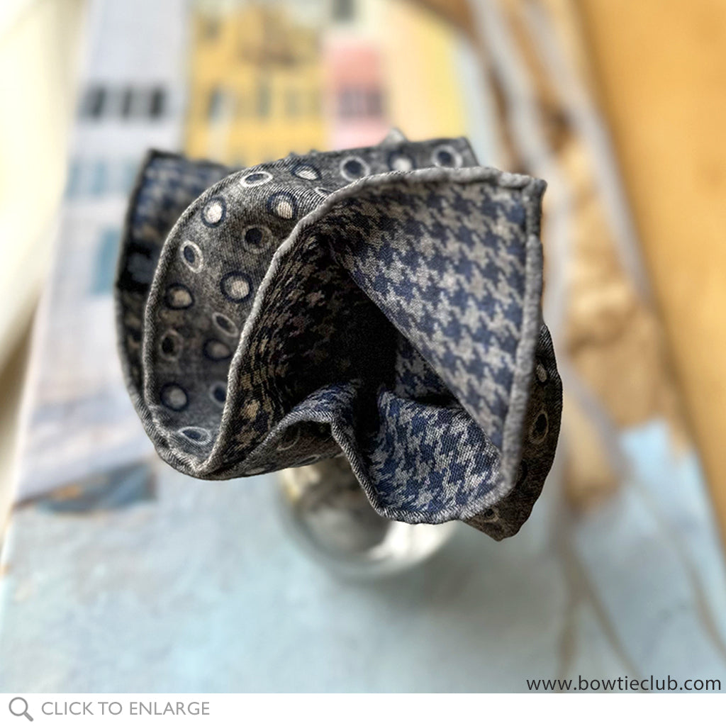 Grey Orbit Reversible Pocket Square