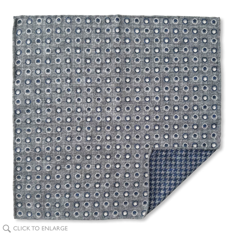 Grey Orbit Reversible Pocket Square