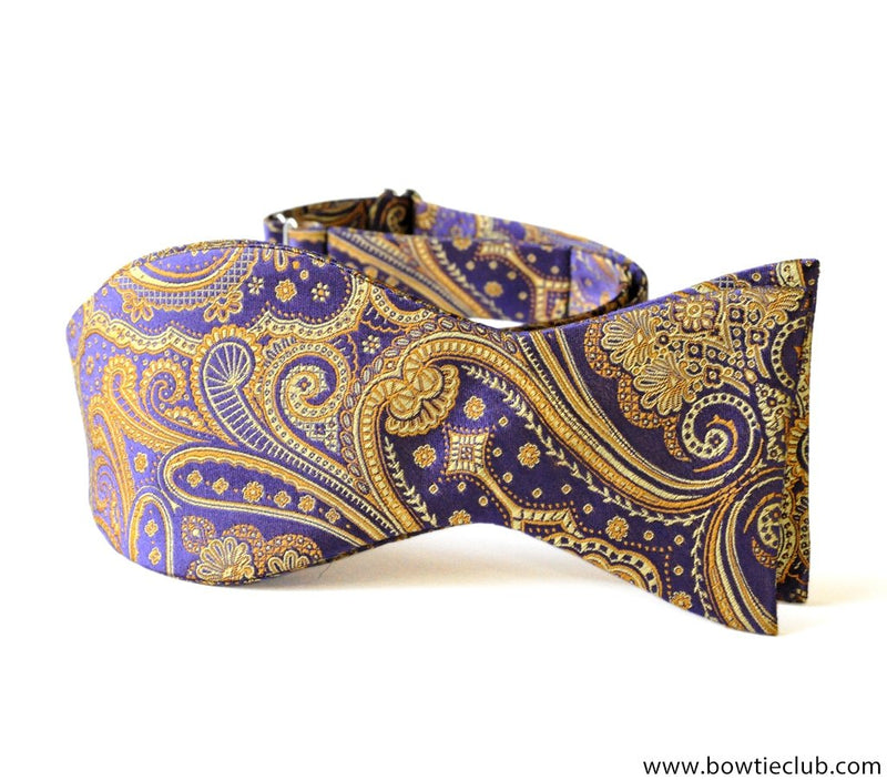 Purple Gold Paisley Bow Tie