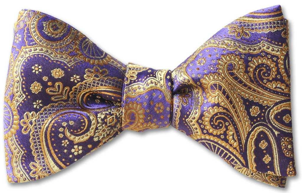 Purple Gold Paisley Bow Tie