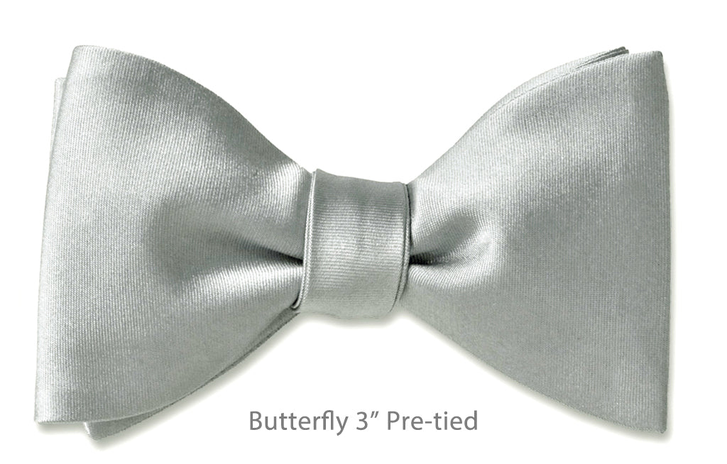 Light Grey Satin 3" Butterfly Pre-tied