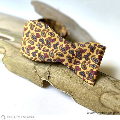 self tie men's bow tie in tan paisley silk
