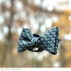 Midnight Frost Men's Bow Tie With Green Circle Pattern