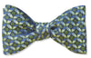 Pre-tied Midnight Frost Men's Bow Tie With Green Circle Pattern