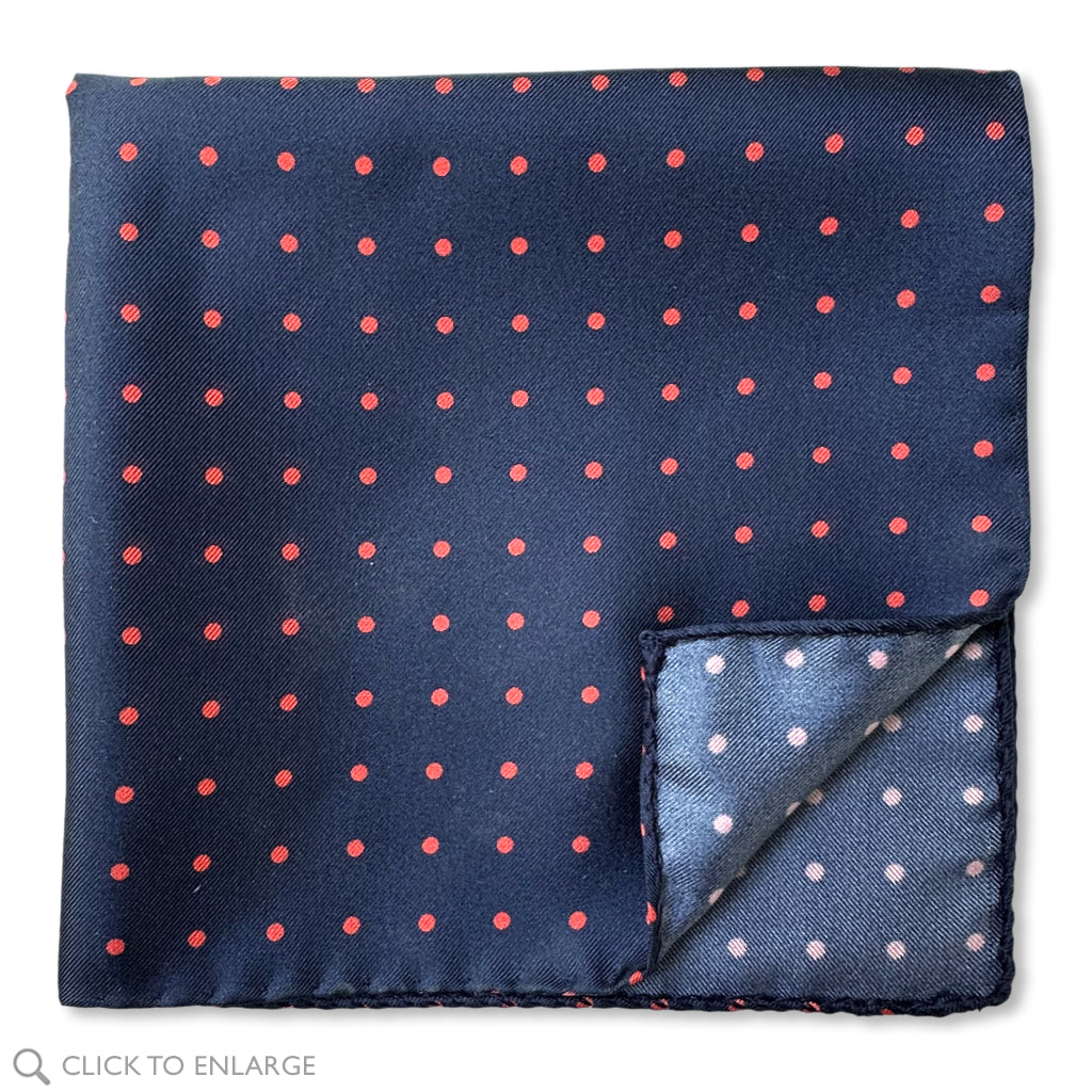 Navy Polka Pocket Square