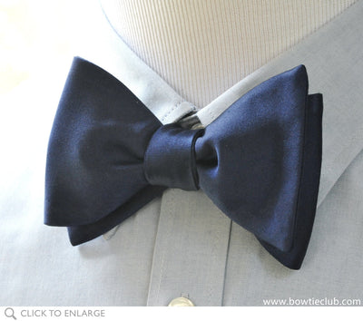 Navy Blue Satin Bow Tie