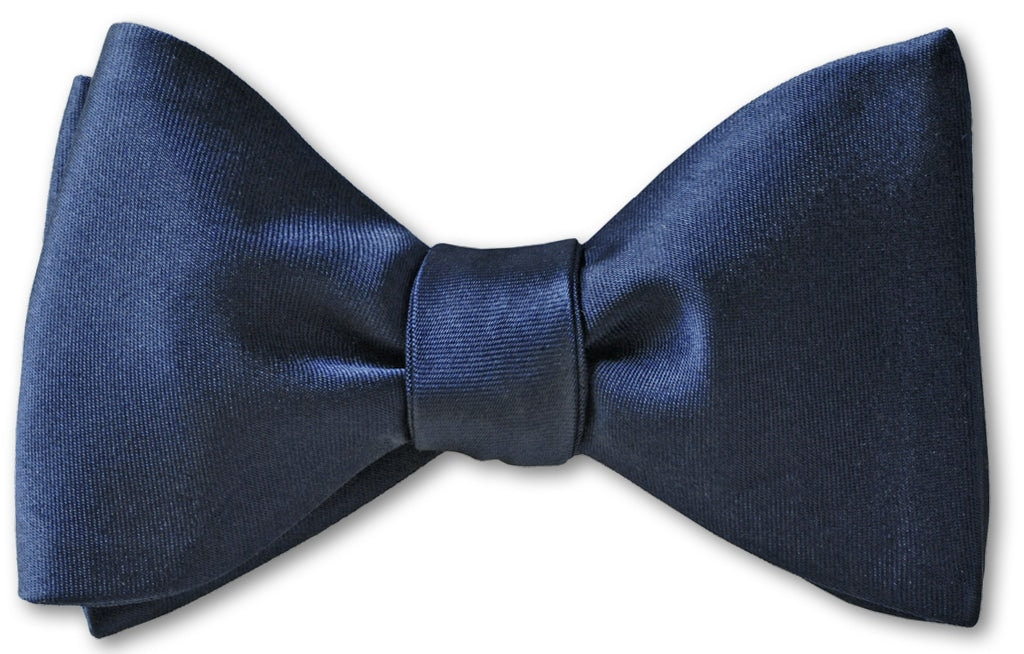 Navy Blue Satin Bow Tie