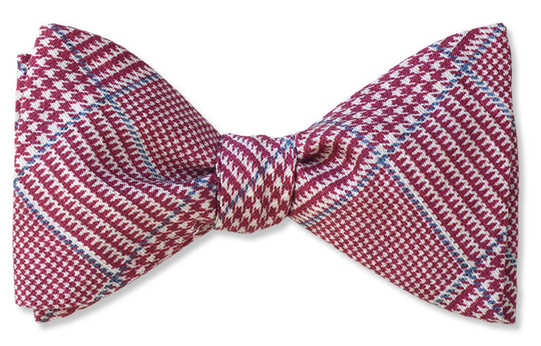 Red Glen Plaid cotton bow tie