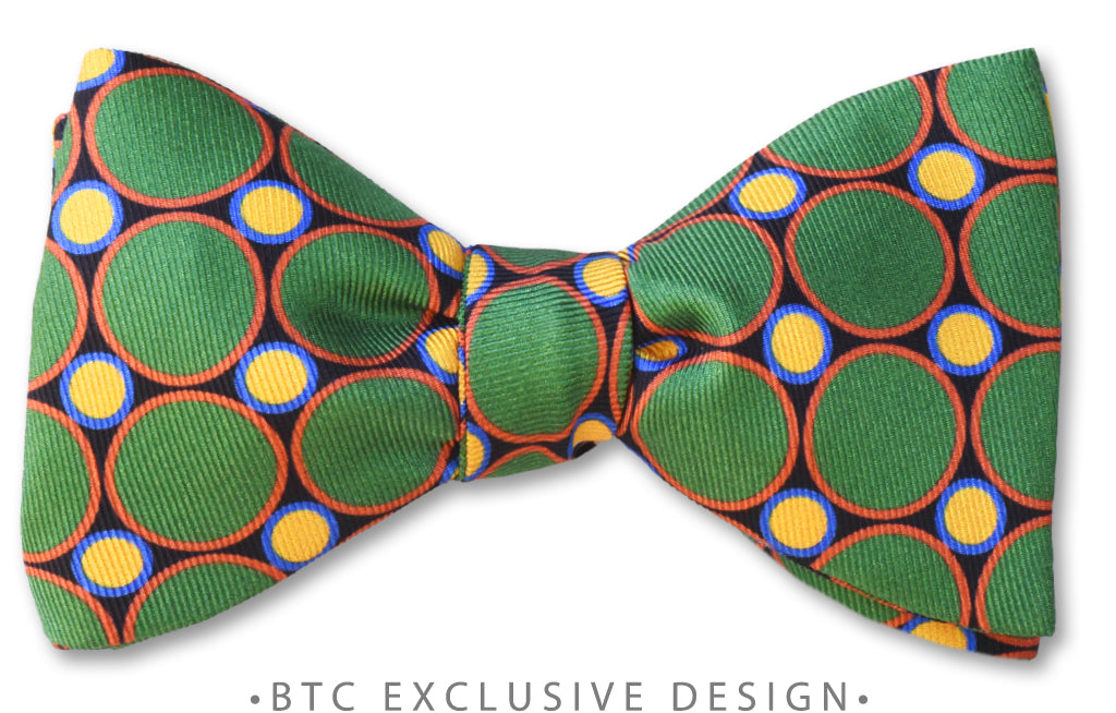 Green Circle and Dot Bow tie for men