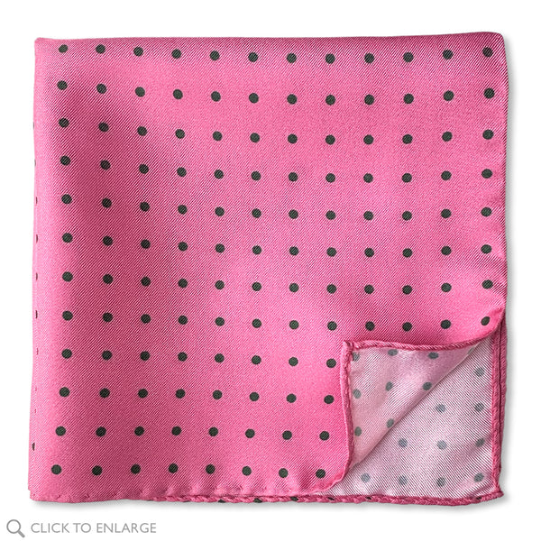 Made In Italy Pink Polka Dots Pocket Square