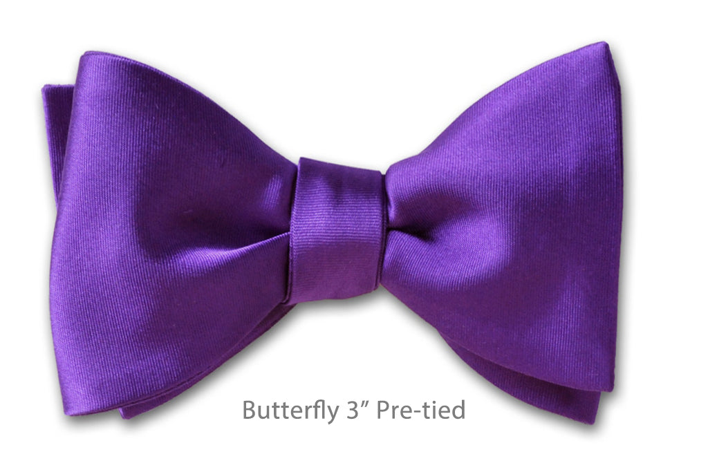 Purple Satin 3" Butterfly Pre-tied