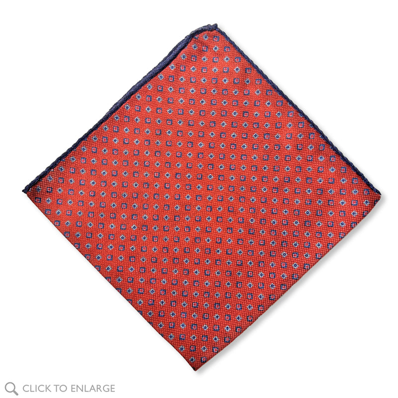 Paisley side of two sided pocket square made in Italy