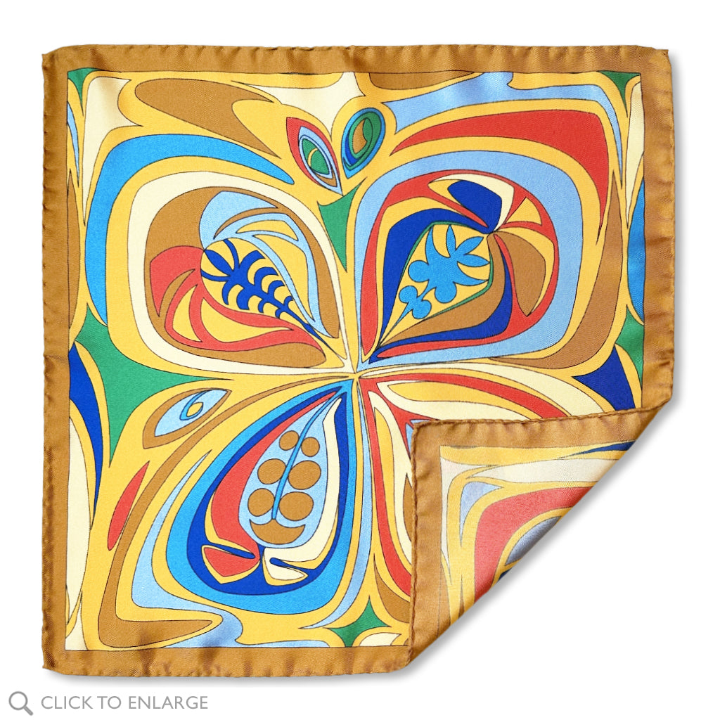 Retro Garden Gold Pocket Square