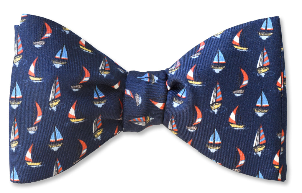 Sailboats Navy Pre-tied