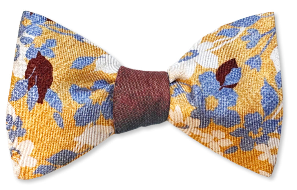 Secret Garden Yellow Reversible Bow Tie