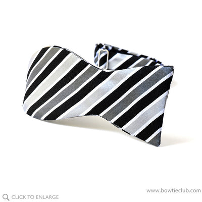 Silver Stripes Bow Tie