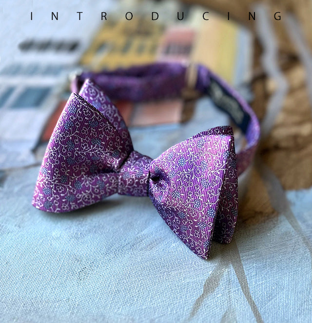 tapestry purple woven bow tie