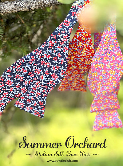 Summer Orchard Navy Bow Tie