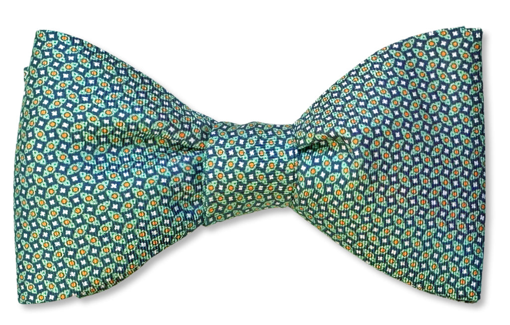 Green and Navy Silk Bow Tie Made in America