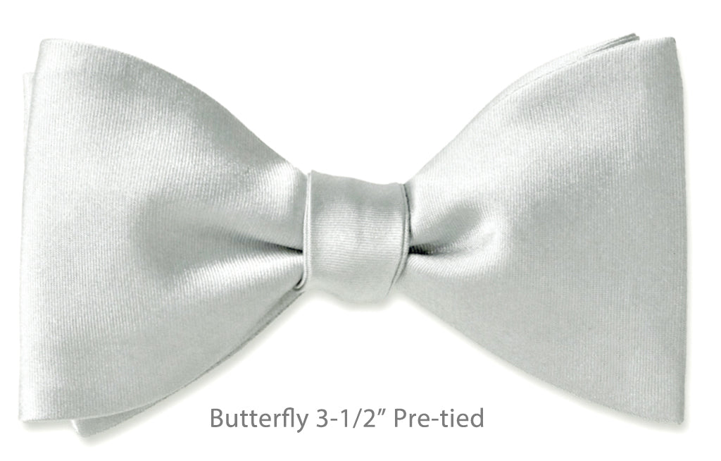 White Satin Butterfly 3-1/2" Pre-tied