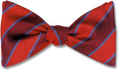 British Woven Stripes Silk Bow Tie Red Burgundy Blue
