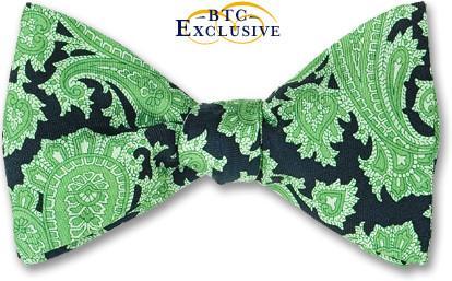 bow ties paisley floral green silk american made