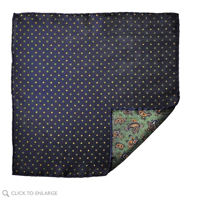 double sided Italian hand rolled silk pocket square
