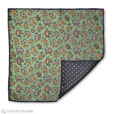 double sided Italian hand rolled silk pocket square