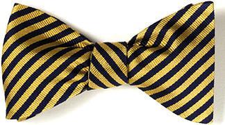 bow ties american made gold navy silk stripes