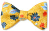 Pre-tied Yellow floral cotton bow tie made in america from italian cotton