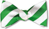 British Woven Stripes Silk Bow Tie Green White