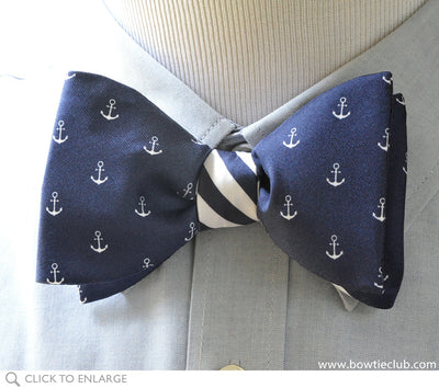 Blue Anchor Bow Tie