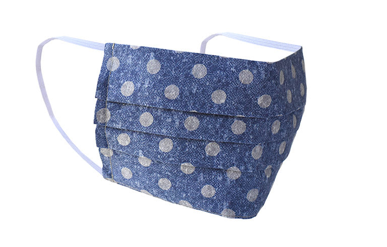 Blue Dots Soft Cotton Face Mask Made In Italy
