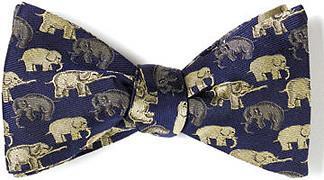 bow ties elephants blue british silk american made