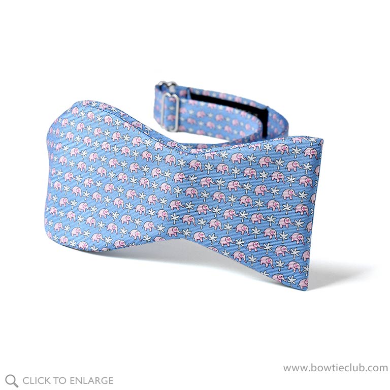Blue Elephants bow tie pre-tied