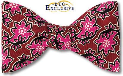 bow ties batik floral burgundy fuschia american made