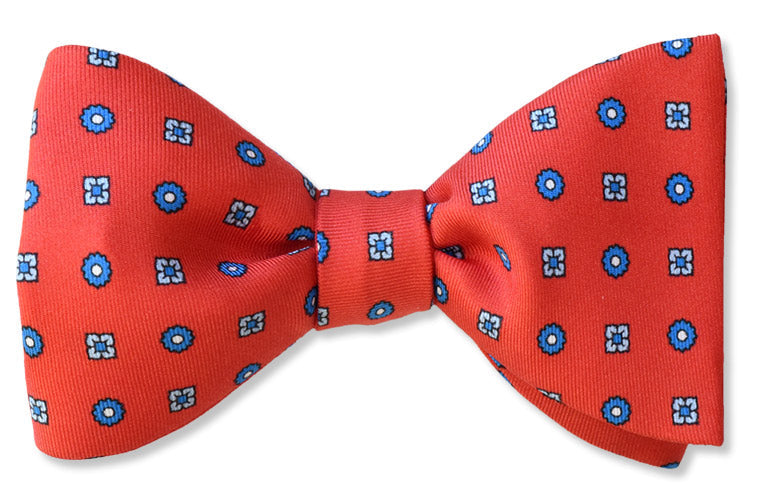 Italian Silk Red Florets Bow Tie
