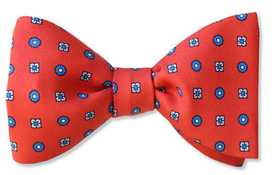 Italian Silk Red Florets Bow Tie