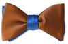 brown and blue silk satin mens bow tie