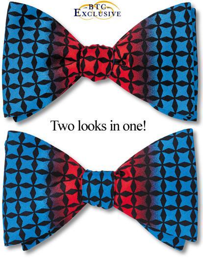 bow ties designer color block red blue silk american made