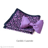 Purple Paisley pocket square and solkid purple bow tie set