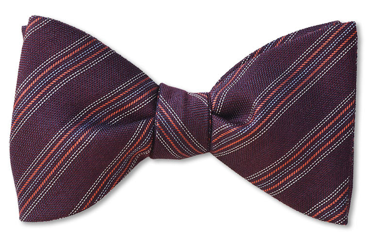 pre-tied maroon wool silk blend bow tie