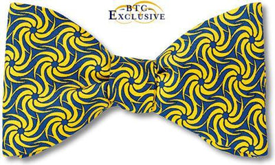 bow ties designer american made yellow blue silk