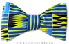 Cavalla Lime Green Black and Blue Kente Cloth Inspired Bow Tie